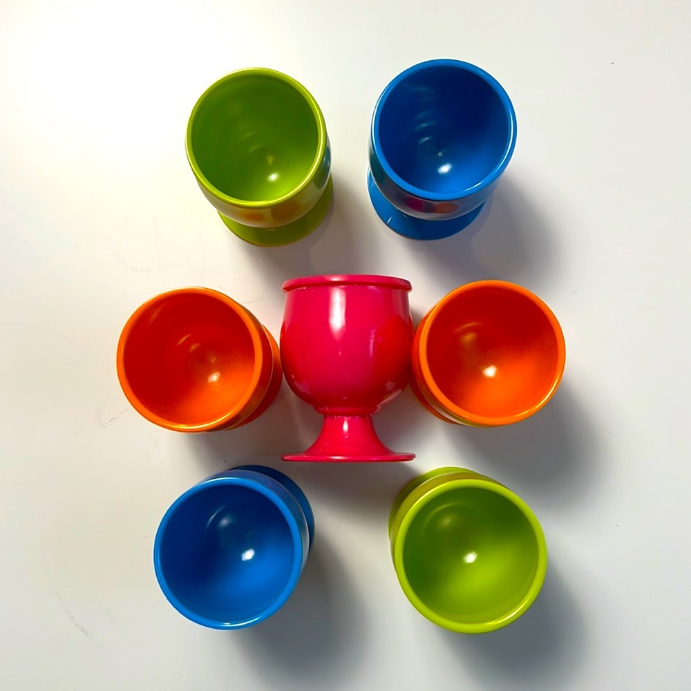 Set of 7 Multi-Colored Egg Cups